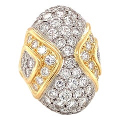 Diamond Dome Ring in Platinum and 18K Yellow Gold, circa 1960s