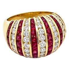 Bague en or ornée d'un diamant 1,86 carat et d'un rubis de 2,77 carats