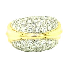 Diamant Dome 18K Gelbgold und Platin Ring, ca. 1970er Jahre