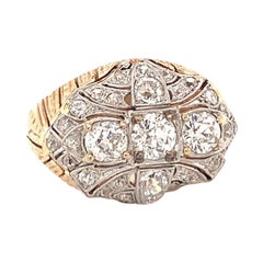 Bague vintage en platine et or jaune 18 carats avec diamants, circa 1960