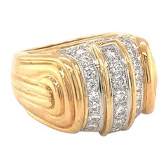 Diamond Dome 18K Yellow Gold Ring, circa 1960s For Sale at 1stDibs