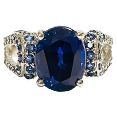 New African Kashmir Blue Sapphire 2.60 Ct 14k Gold Plated Sterling Ring