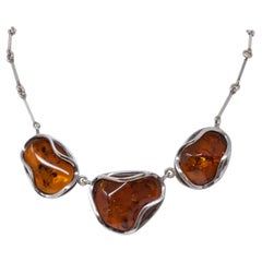 Vintage Baltic Amber Necklace 925 Silver