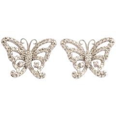 Delicate Diamond Gold Butterfly Earring Studs 12