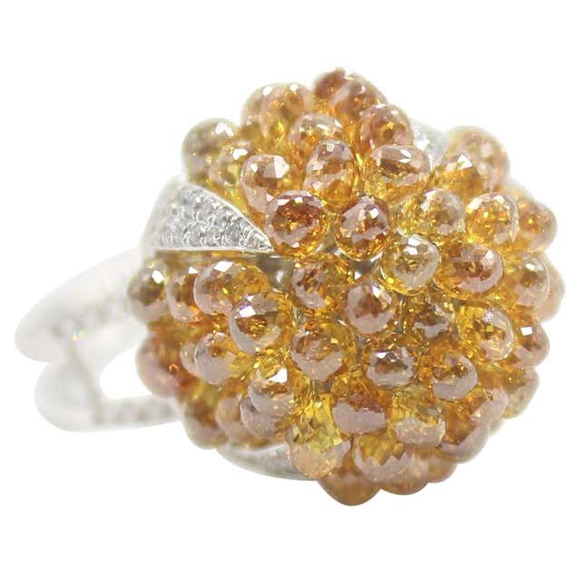 Autmn Color Rings Fancy Color Cluster Dome Ring 6.76 Carats of Pink Green Orange Dia *1 ...