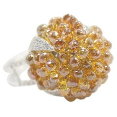 Panim Natural Fancy Color Diamond Briolette Cluster Ring