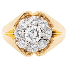 Vintage Diamond 18 Carat Yellow Gold Cluster Ring