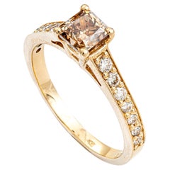 1.01 Ct VS2 Natural Fancy Orangy Brown Diamond Ring