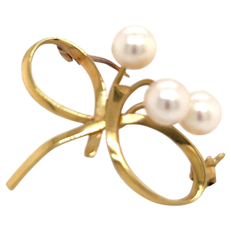 Mikimoto Estate Akoya Pearl Brooch Pin 14k Gold