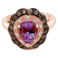 Bague LeVian en or rose 14 carats avec améthyste, diamants chocolat et vanille