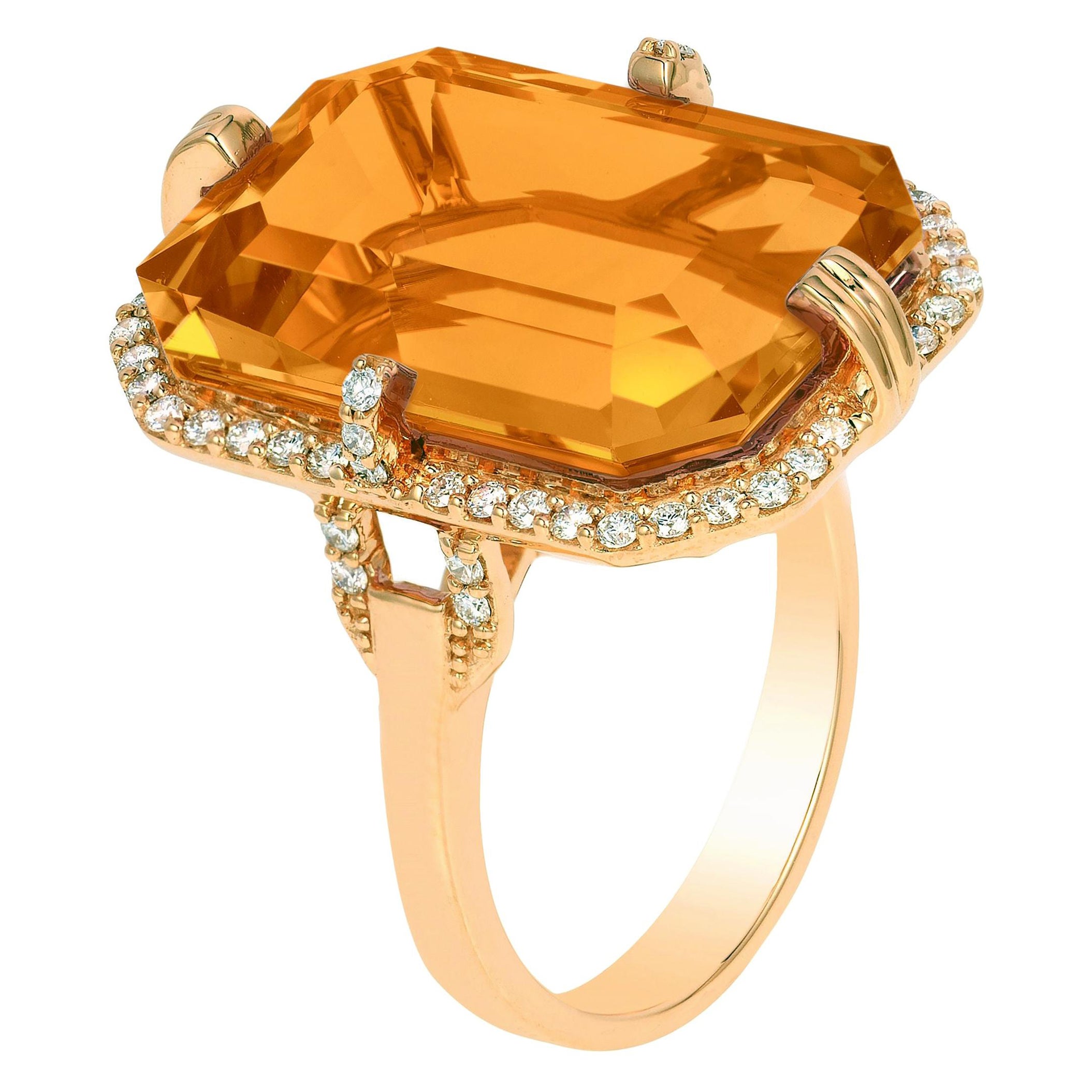 Goshwara Citrine with Diamonds Ring For Sale