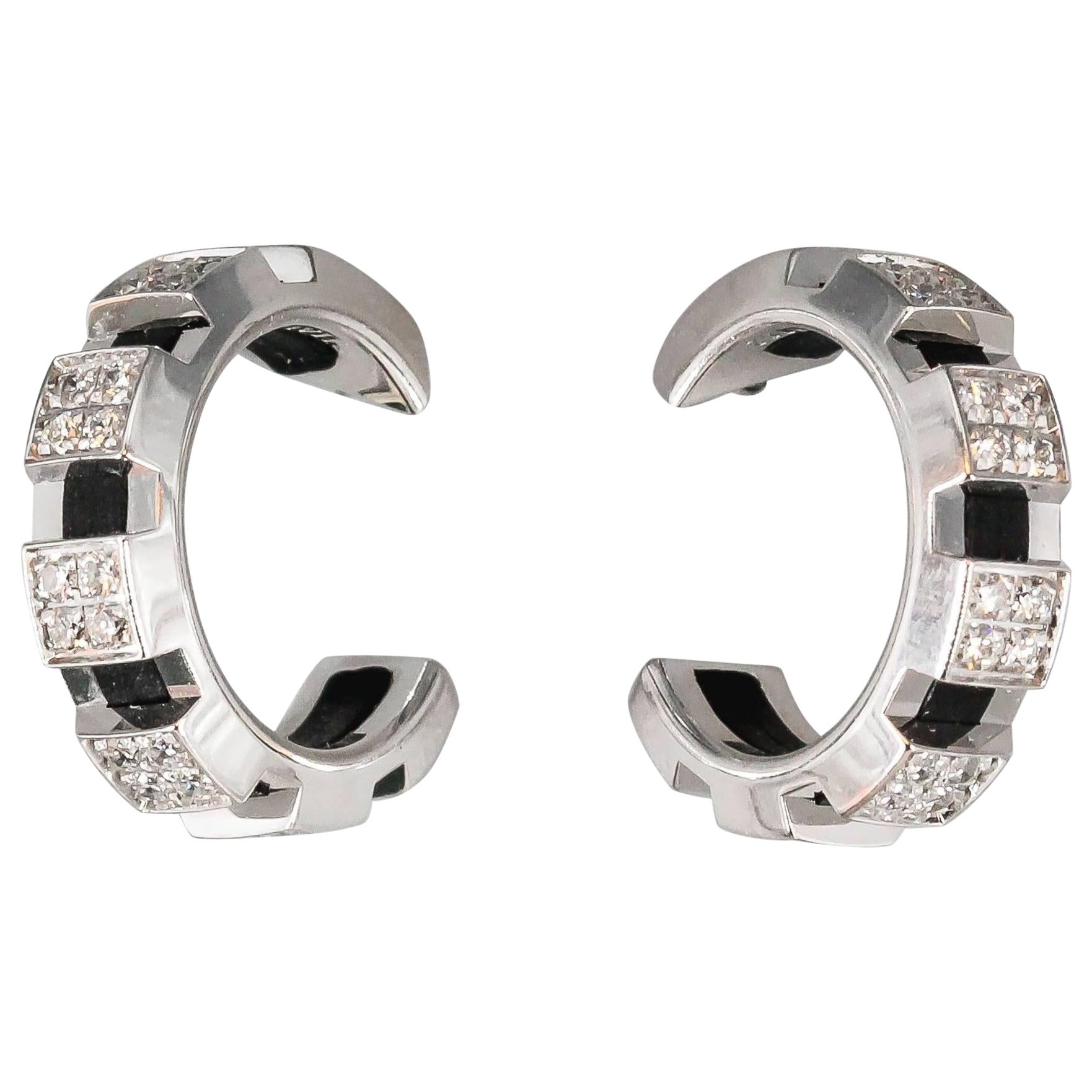 Chaumet Diamond 18k White Gold Hoop Earrings