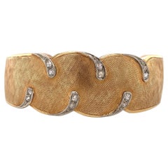 14K Gold and Diamond Hinged Italian Cuff Bracelet