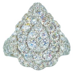 Vintage 3.00 Total Carat Weight Diamonds Cluster Cocktail Ring