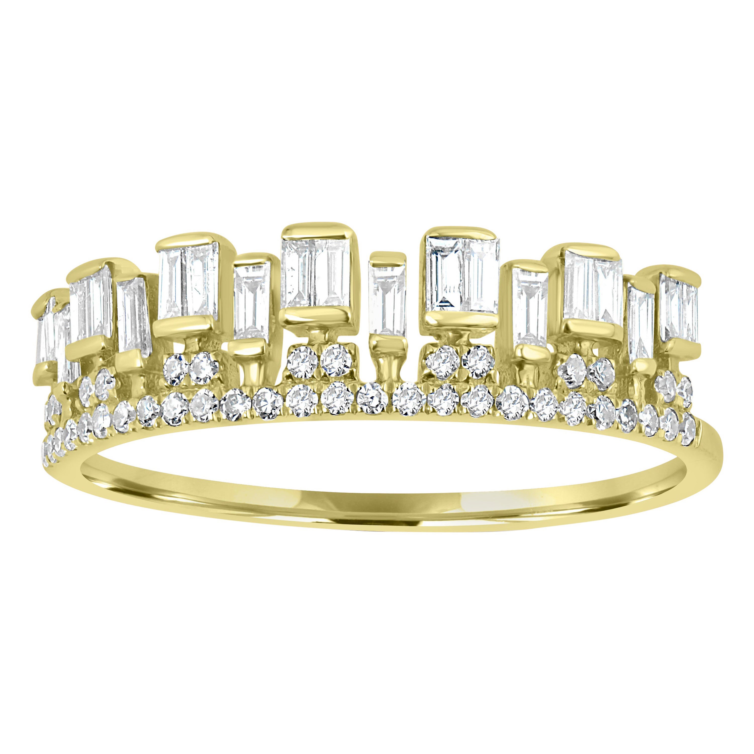 Luxle 0.39 Ct. T.W Diamond Crown Ring in 14k Yellow Gold For Sale