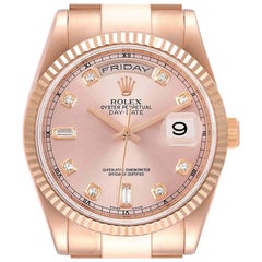 Rolex President Day Date 36 Everose Gold Diamond Mens Watch 118235