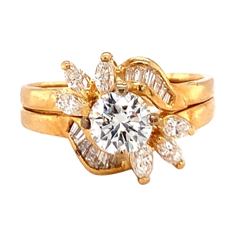 Diamond 18K Yellow Gold Cocktail Ring, circa 1980s  For Sale