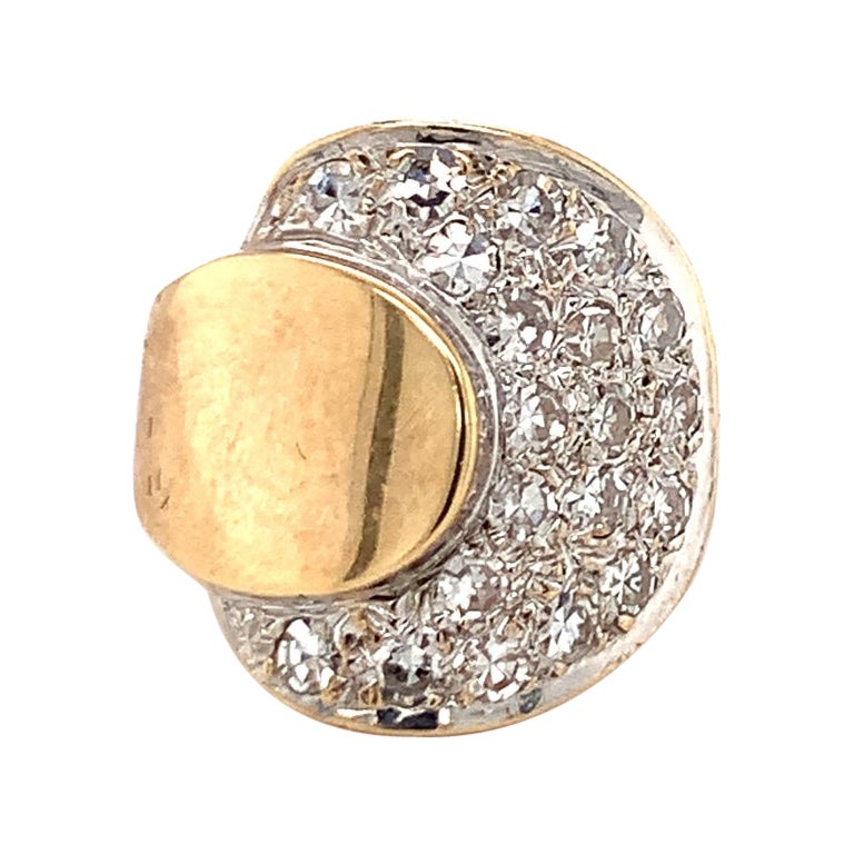 Retro Diamond Two-Tone Gold Ring, circa 1940s For Sale