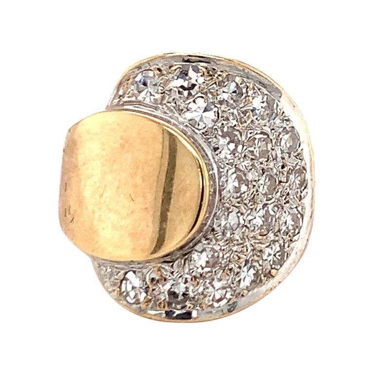 Retro Diamond Two-Tone Gold Ring, circa 1940s For Sale