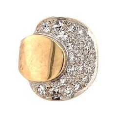 Retro Diamond Two-Tone Gold Ring, circa 1940s