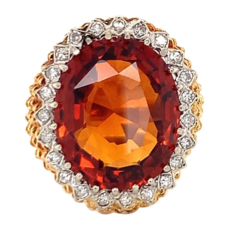 Bague en or jaune 18 carats, citrine et diamants, c. 1960