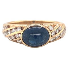 Sapphire and Diamond 14k Yellow Gold Ring, circa 1970s
