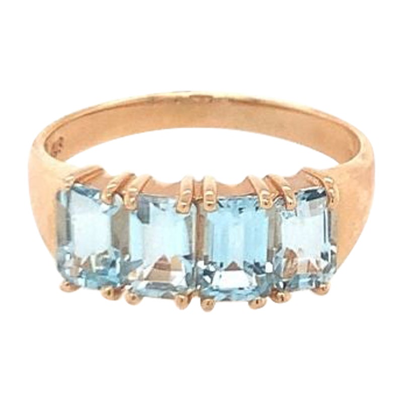 Blue Topaz 14K Yellow Gold Ring, Circa 1970s For Sale