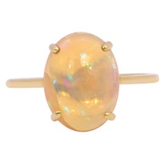 18 Karat Yellow Gold 3.71 Carat Opal Solitaire Ring