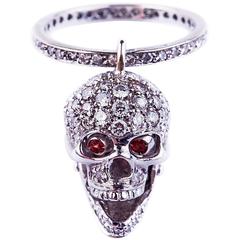 Sapphire Diamond Gold Skull Ring 11