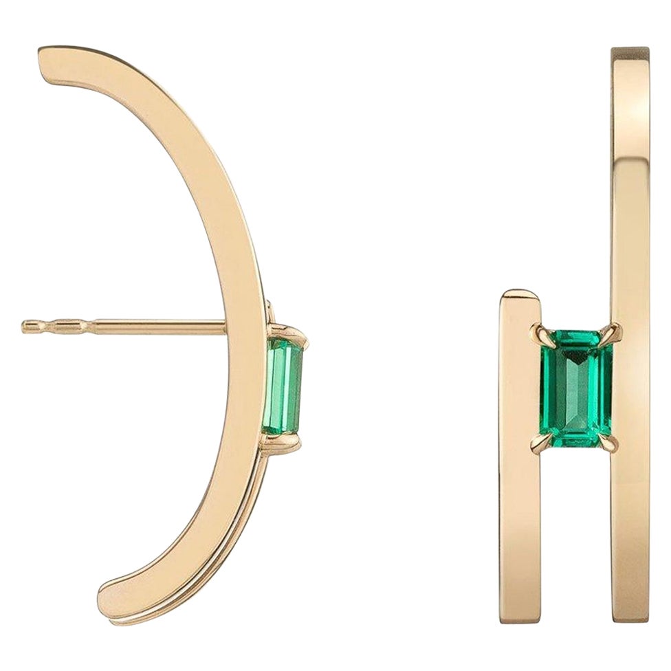 Cultivated Emerald Zaha Double Arc Earrings