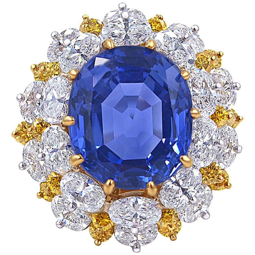 Important Oscar Heyman Sapphire Diamond Gold Platinum Ring