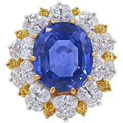 Important Oscar Heyman Sapphire Diamond Gold Platinum Ring