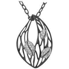 Hand Made Diamond Gold Leaves Pendant