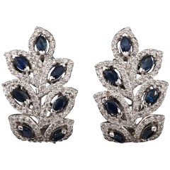 $6750 / New / EFFY Royale Blue 14K White Gold Blue Sapphire & Diamond Earrings