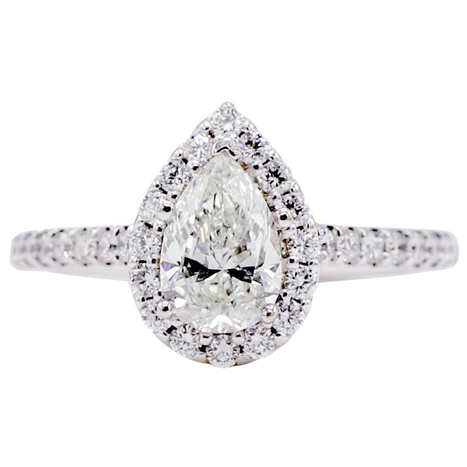 GIA Certified 1.00 Carat Pear J SI2 Scott Kay Halo Diamond Engagement Ring