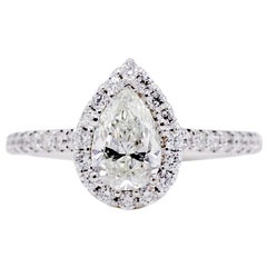 Used GIA Certified 1.00 Carat Pear J SI2 Scott Kay Halo Diamond Engagement Ring