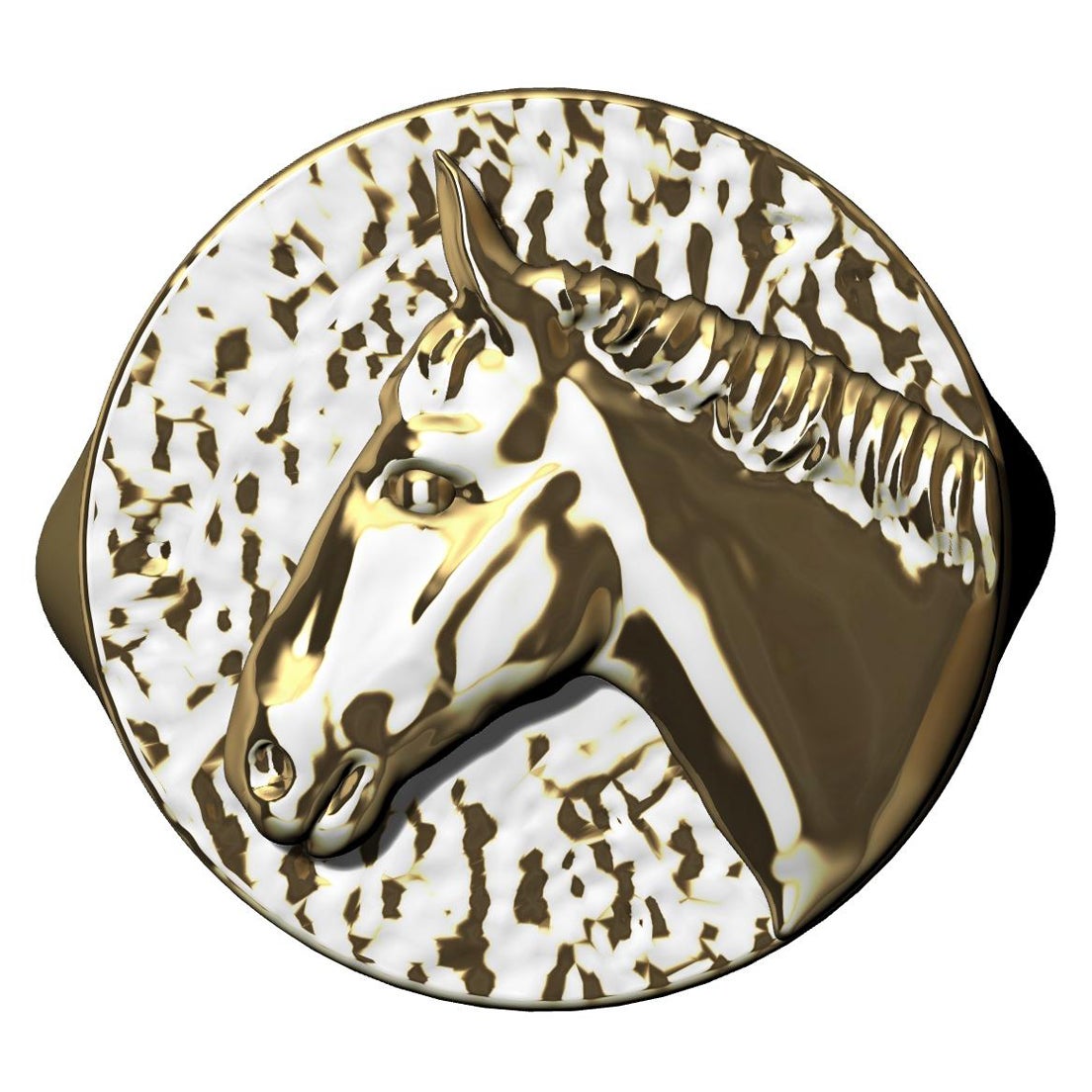 For Sale:  18 Karat Yellow Gold Horse Signet Ring 2
