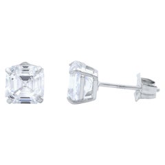 Rachel Koen Asscher Cut Cubic Zirconia Stud Earrings 14K White Gold