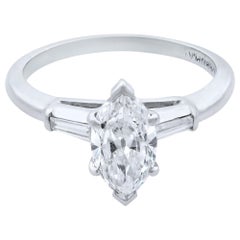 Used Rachel Koen Platinum Marquise Diamond Engagement Ring 1.00 Carat