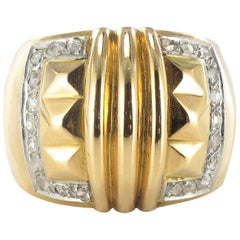 Large Diamond Gold Band Ring 