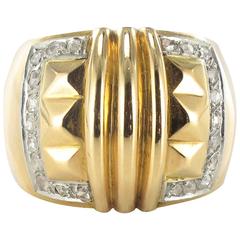 Large Diamond Gold Band Ring 12