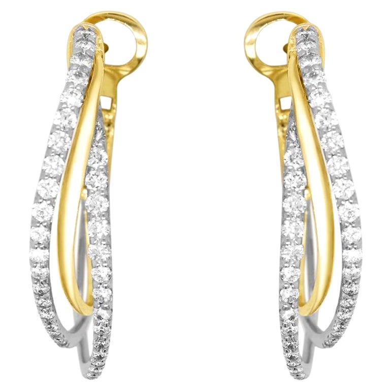 14k Two Tone Gold Hoop Earrings For Sale at 1stDibs