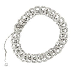 3.50 Carat Round Diamond Circular Link Diamond Bracelet in 18K White Gold