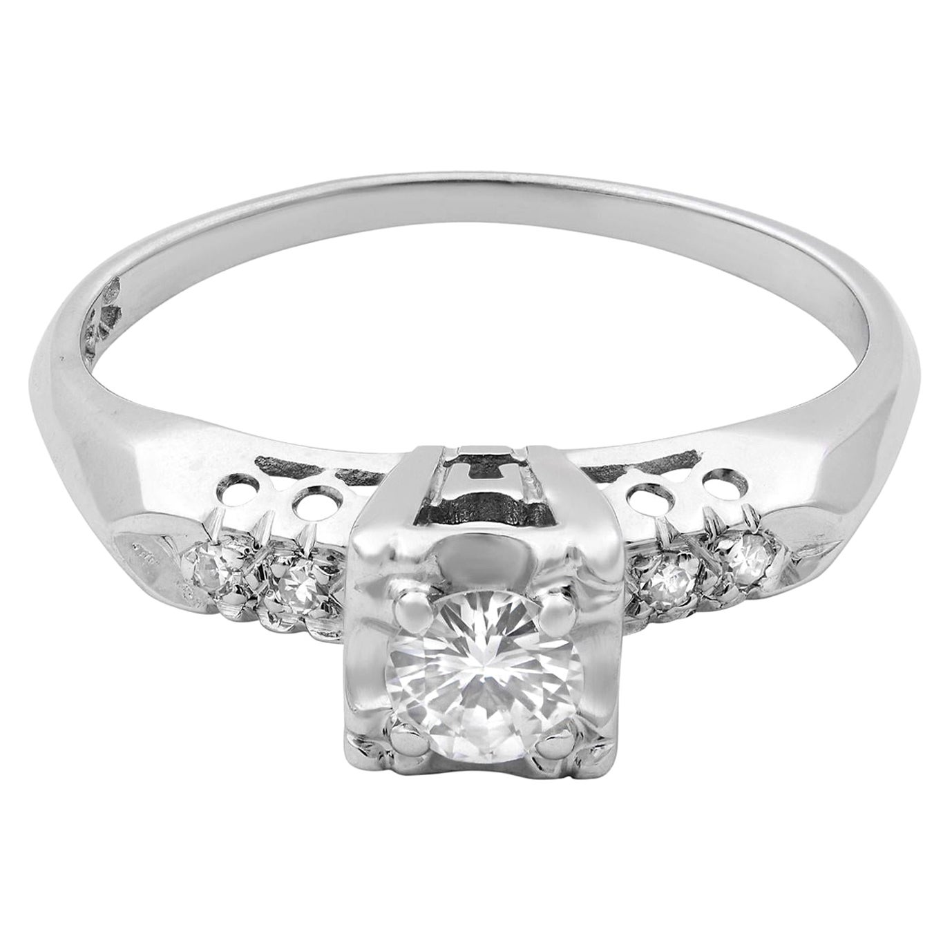 Rachel Koen 14 Karat White Gold Diamond Engagement Ring 0.25 Carat For Sale