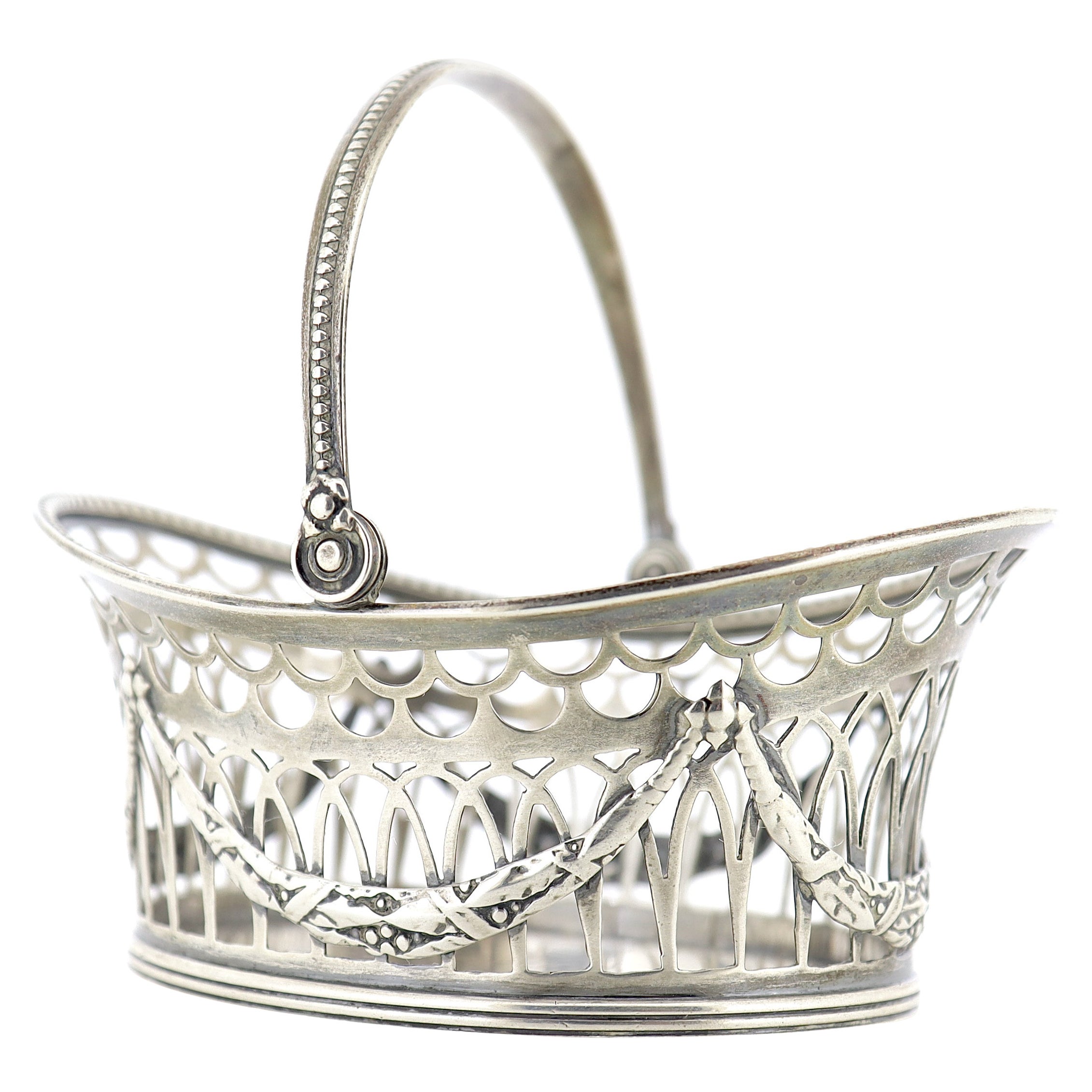 Antique Gorham Reticulated Sterling Silver Miniature Basket