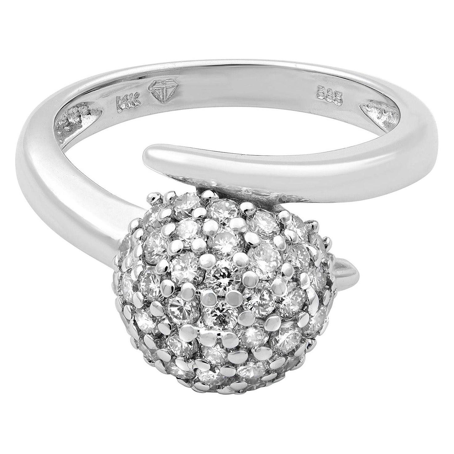 Rachel Koen Diamond Ball Ring 14K White Gold 0.40Cttw