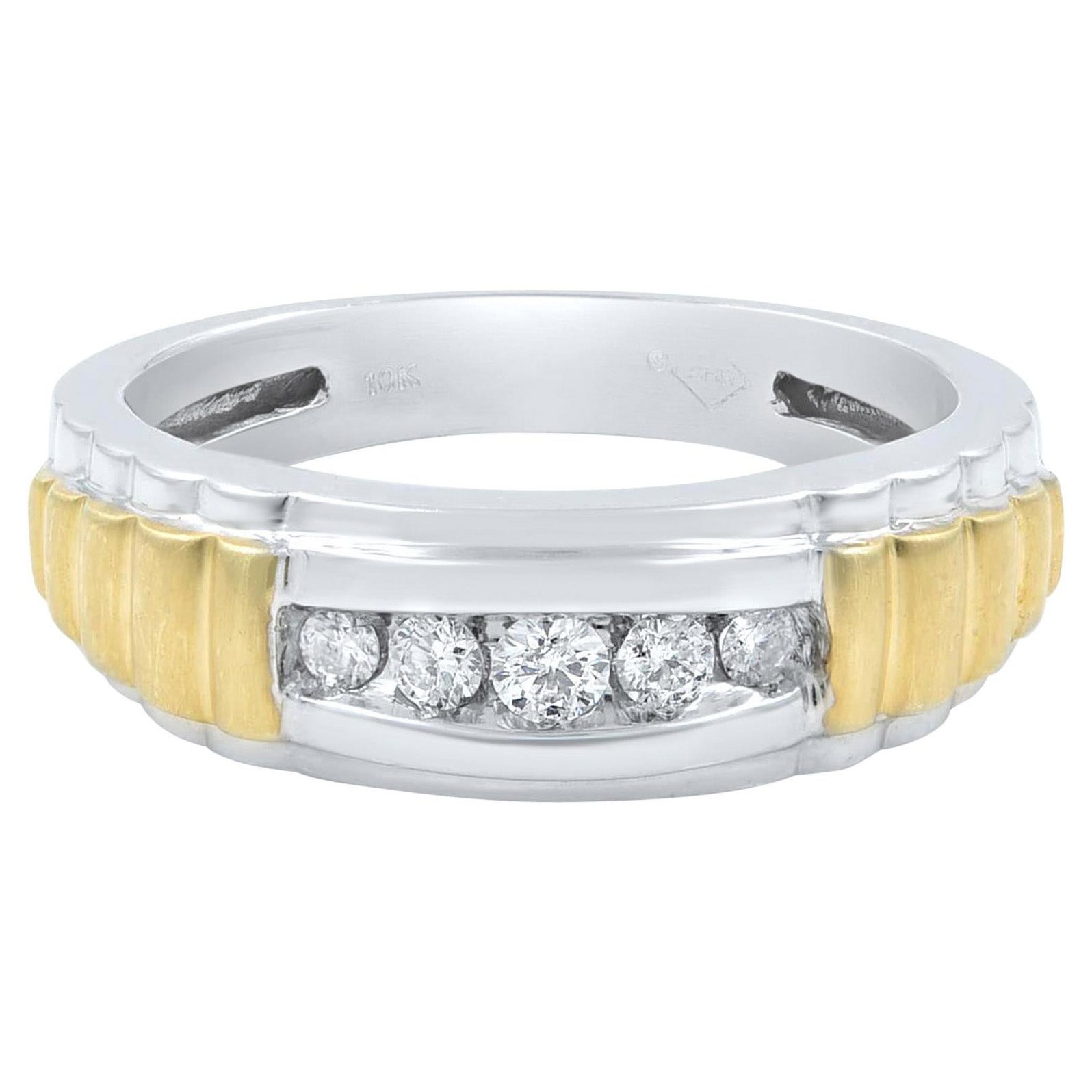 Rachel Koen Round Cut Diamond Mens Wedding Band 10k White Gold 0.40 Cttw