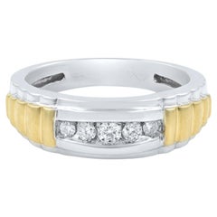 Rachel Koen Alliance pour homme en or blanc 10 carats avec diamants taille ronde de 0,40 carat poids total