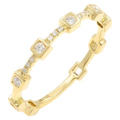 Rachel Koen Diamond Bezel & Pave Set Band Ring 14K Yellow Gold 0.12cttw