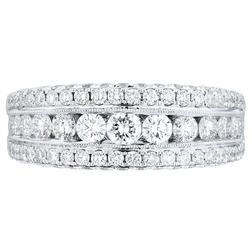 Rachel Koen Pave Diamond Ladies Wedding Band 18K White Gold 2.00cttw For Sale